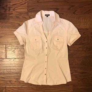 Express Pastel Peach Short Sleeve Silver Button